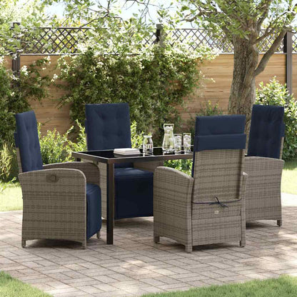 Garten Essgruppe 5 pcs Grau Poly-Rattan