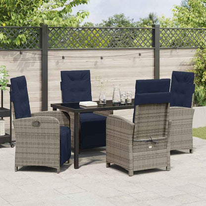 Garten Essgruppe 5 pcs Grau Poly-Rattan