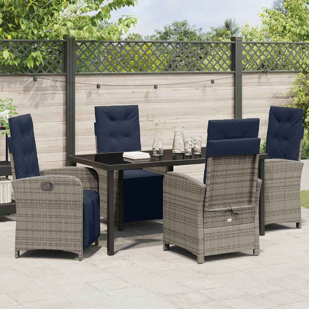 Garten Essgruppe 5 pcs Grau Poly-Rattan