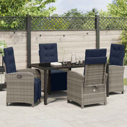 Garten Essgruppe 5 pcs Grau Poly-Rattan