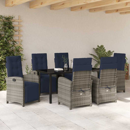 Garten Essgruppe 7 pcs Grau Poly-Rattan