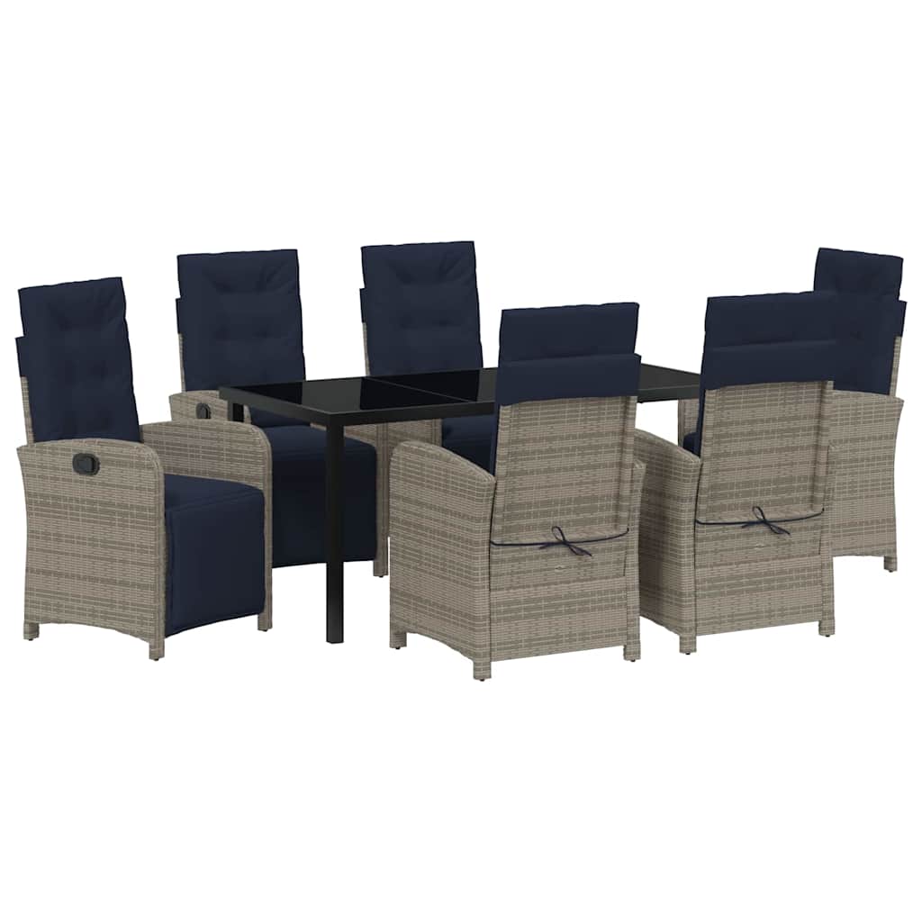 Garten Essgruppe 7 pcs Grau Poly-Rattan