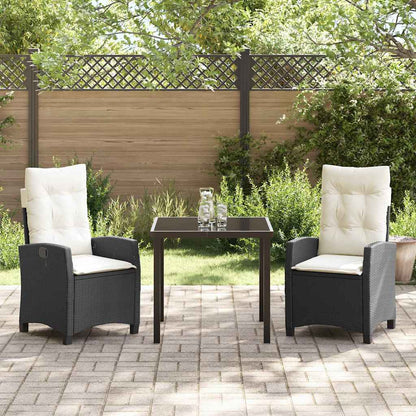 Garten Essgruppe 3 pcs Schwarz Poly-Rattan