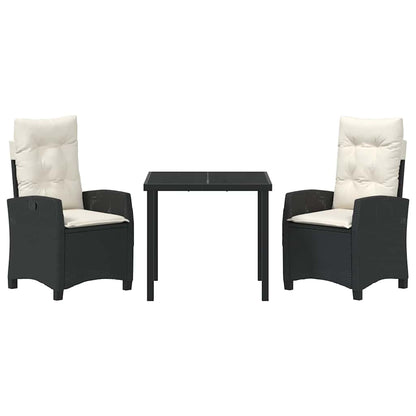Garten Essgruppe 3 pcs Schwarz Poly-Rattan