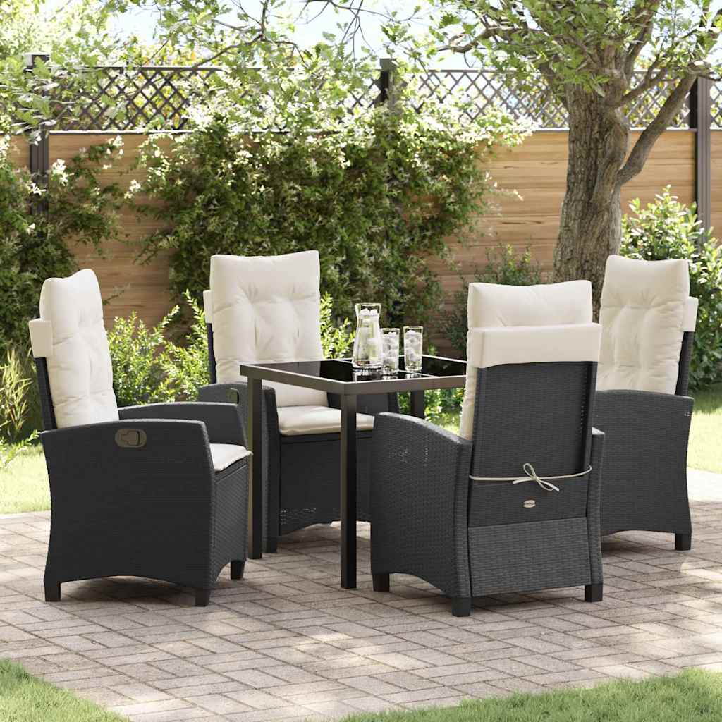 Garten Essgruppe 5 pcs Schwarz Poly-Rattan