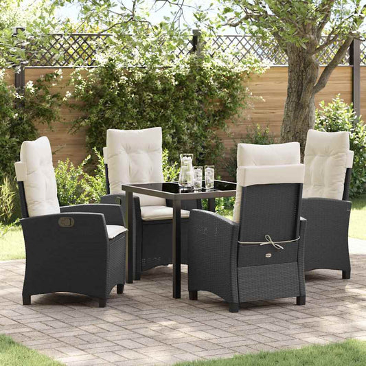 Garten Essgruppe 5 pcs Schwarz Poly-Rattan