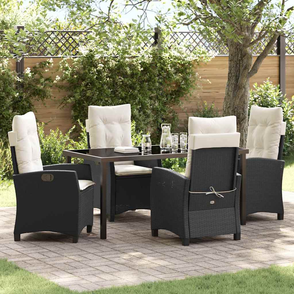 Garten Essgruppe 5 pcs Schwarz Poly-Rattan