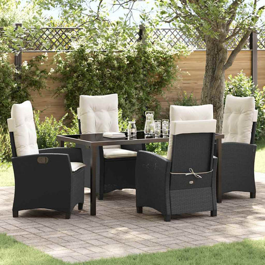 Garten Essgruppe 5 pcs Schwarz Poly-Rattan