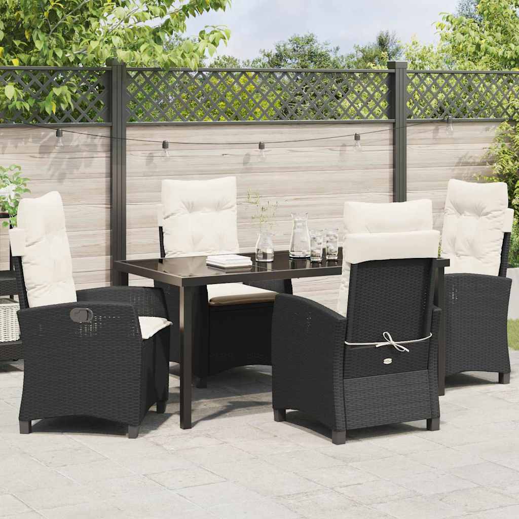 Garten Essgruppe 5 pcs Schwarz Poly-Rattan