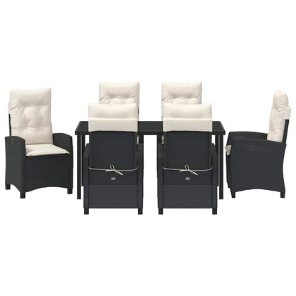Garten Essgruppe 7 pcs Schwarz Poly-Rattan