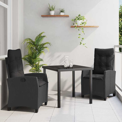 Garten Essgruppe 3 pcs Schwarz Poly-Rattan