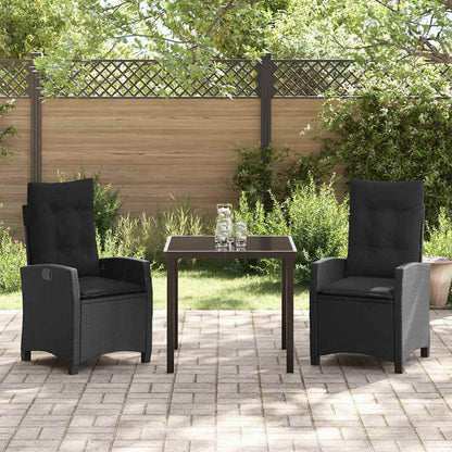 Garten Essgruppe 3 pcs Schwarz Poly-Rattan