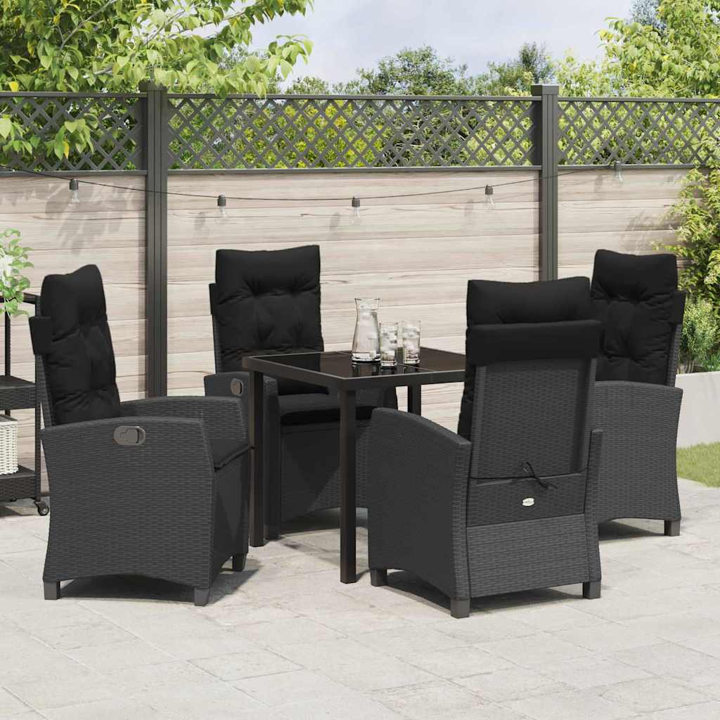 Garten Essgruppe 5 pcs Schwarz Poly-Rattan