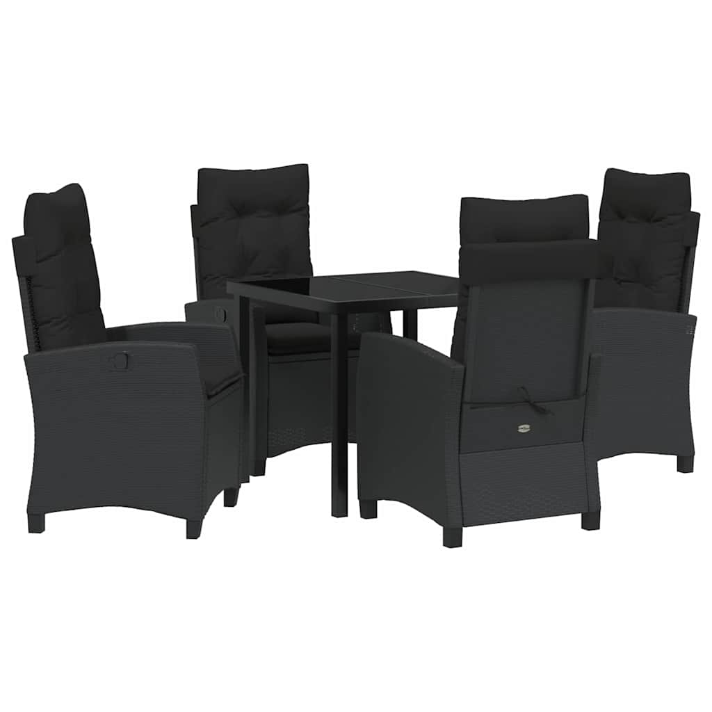 Garten Essgruppe 5 pcs Schwarz Poly-Rattan