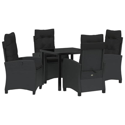 Garten Essgruppe 5 pcs Schwarz Poly-Rattan
