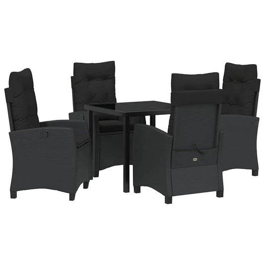 Garten Essgruppe 5 pcs Schwarz Poly-Rattan