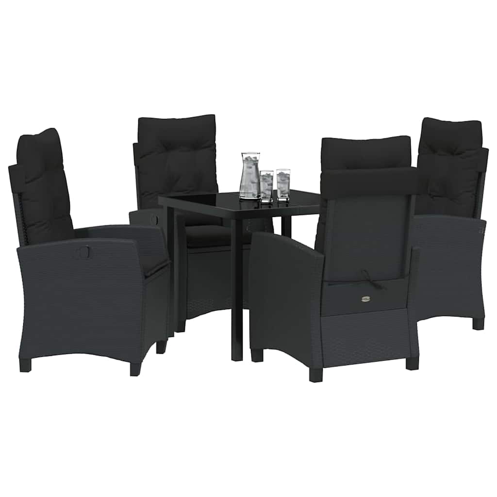 Garten Essgruppe 5 pcs Schwarz Poly-Rattan