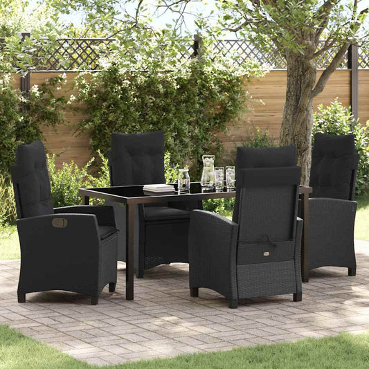 Garten Essgruppe 5 pcs Schwarz Poly-Rattan