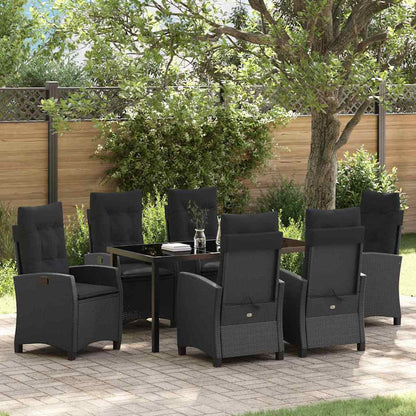Garten Essgruppe 7 pcs Schwarz Poly-Rattan