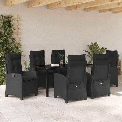 Garten Essgruppe 7 pcs Schwarz Poly-Rattan