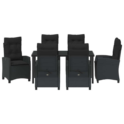 Garten Essgruppe 7 pcs Schwarz Poly-Rattan