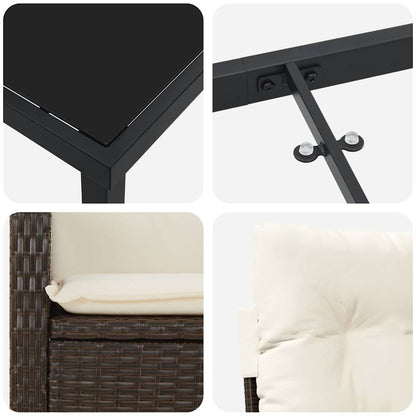 Garten Essgruppe 3 pcs Braun Poly-Rattan