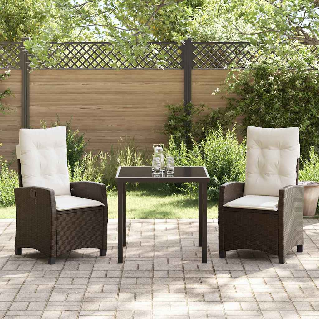 Garten Essgruppe 3 pcs Braun Poly-Rattan