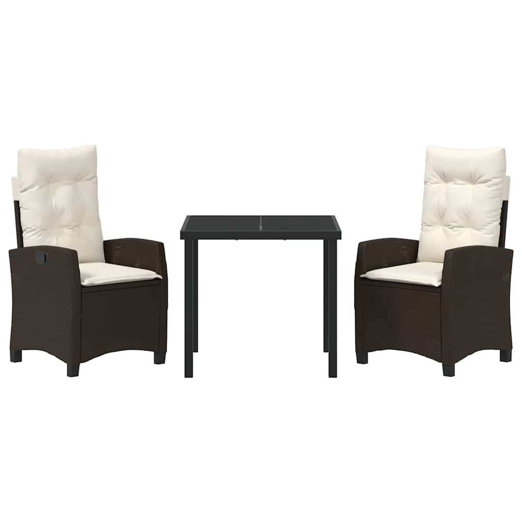 Garten Essgruppe 3 pcs Braun Poly-Rattan