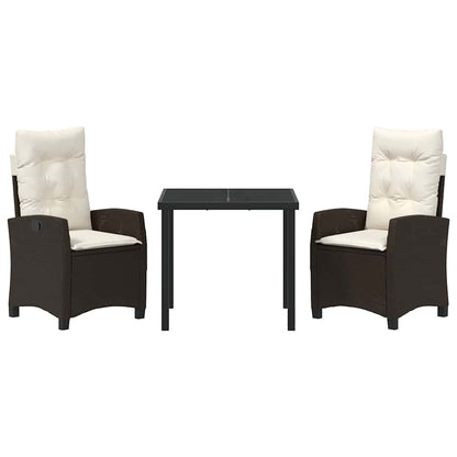 Garten Essgruppe 3 pcs Braun Poly-Rattan