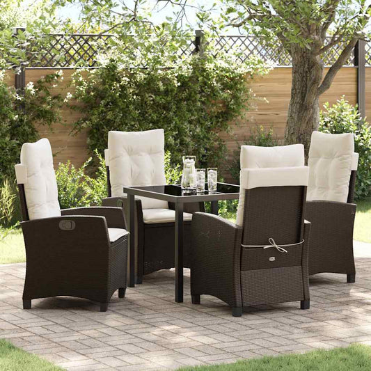 Garten Essgruppe 5 pcs Braun Poly-Rattan