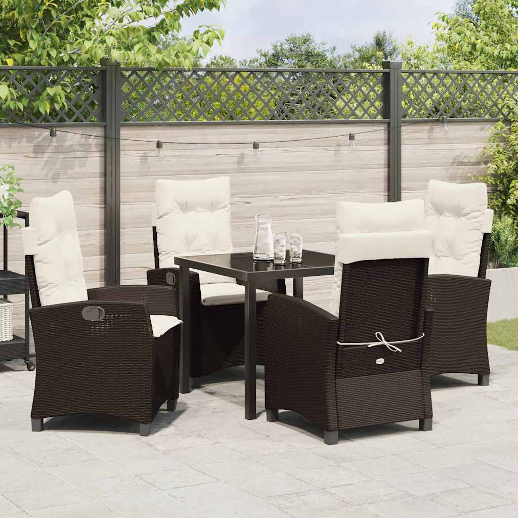 Garten Essgruppe 5 pcs Braun Poly-Rattan