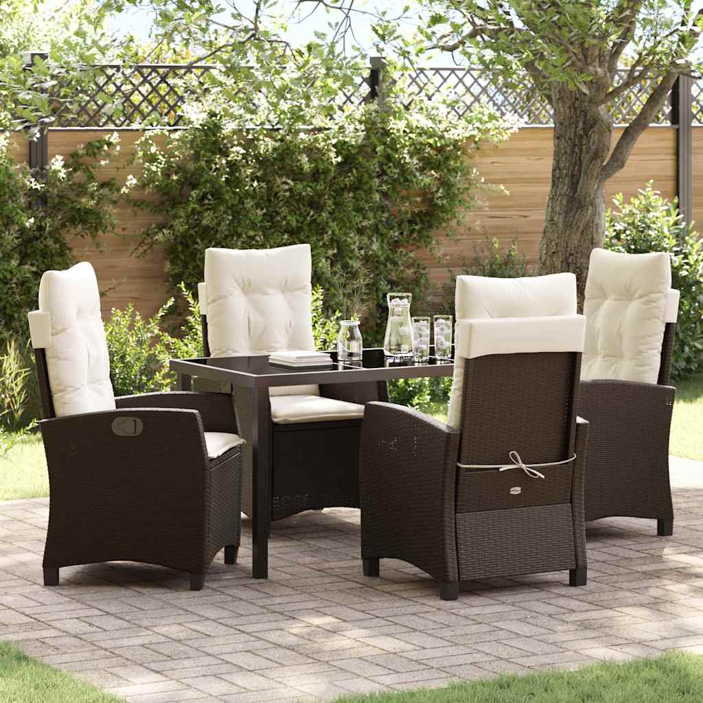 Garten Essgruppe 5 pcs Braun Poly-Rattan