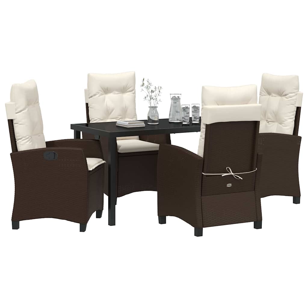 Garten Essgruppe 5 pcs Braun Poly-Rattan