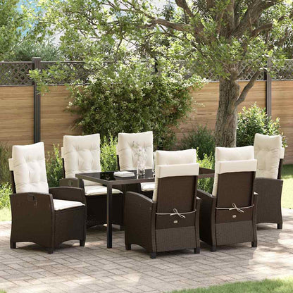 Garten Essgruppe 7 pcs Braun Poly-Rattan