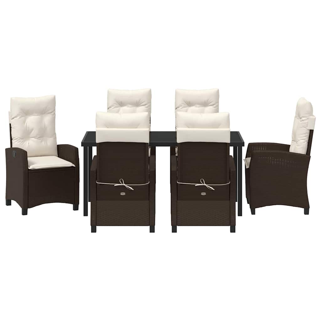 Garten Essgruppe 7 pcs Braun Poly-Rattan