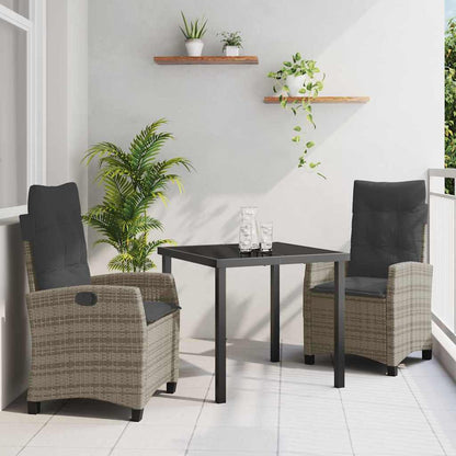 Garten Essgruppe 3 pcs Grau Poly-Rattan