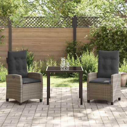 Garten Essgruppe 3 pcs Grau Poly-Rattan
