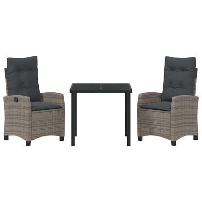 Garten Essgruppe 3 pcs Grau Poly-Rattan