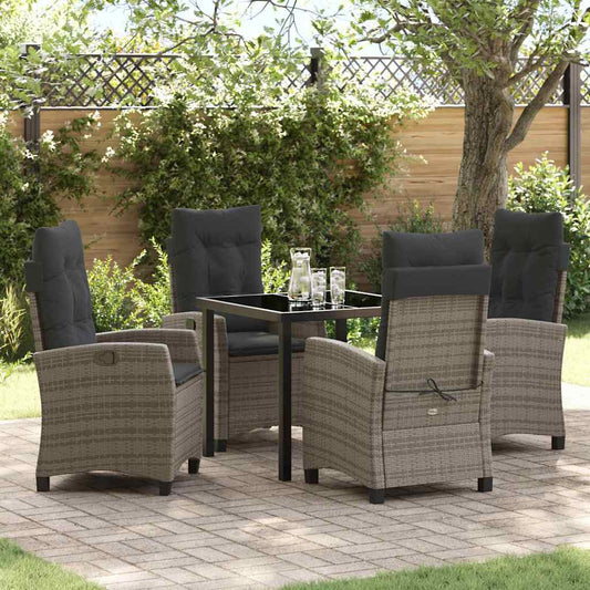 Garten Essgruppe 5 pcs Grau Poly-Rattan