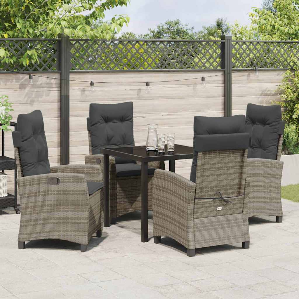 Garten Essgruppe 5 pcs Grau Poly-Rattan