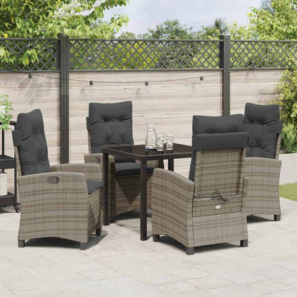 Garten Essgruppe 5 pcs Grau Poly-Rattan