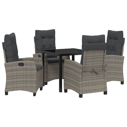 Garten Essgruppe 5 pcs Grau Poly-Rattan
