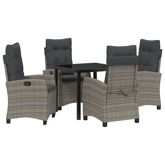 Garten Essgruppe 5 pcs Grau Poly-Rattan