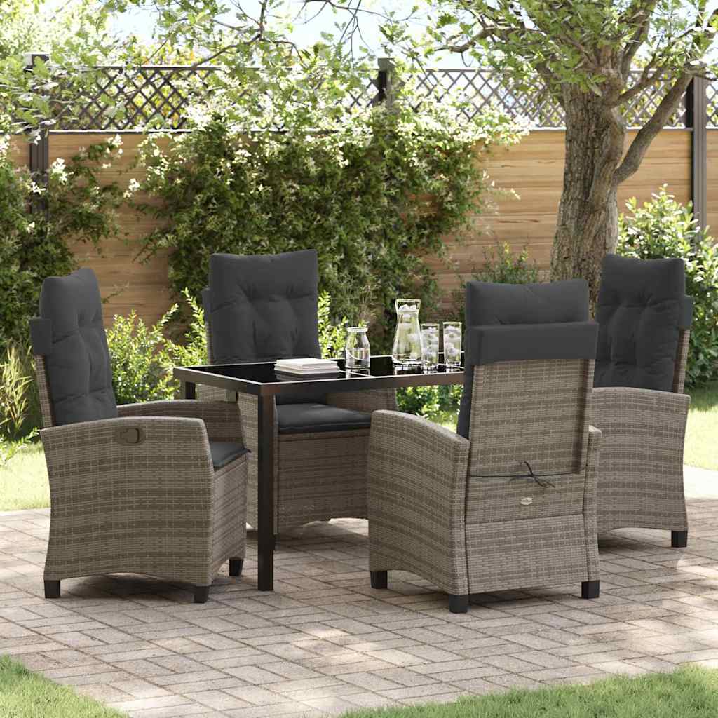 Garten Essgruppe 5 pcs Grau Poly-Rattan