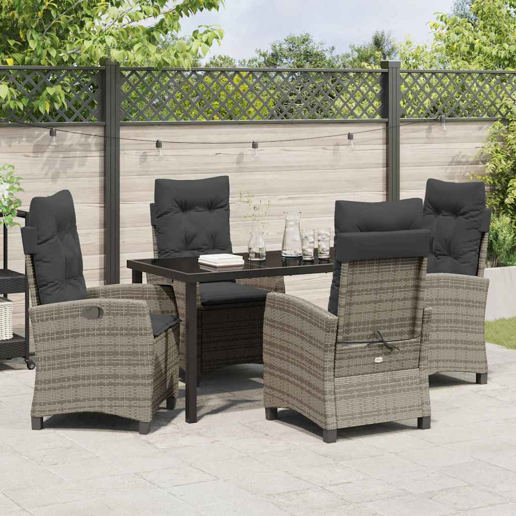 Garten Essgruppe 5 pcs Grau Poly-Rattan