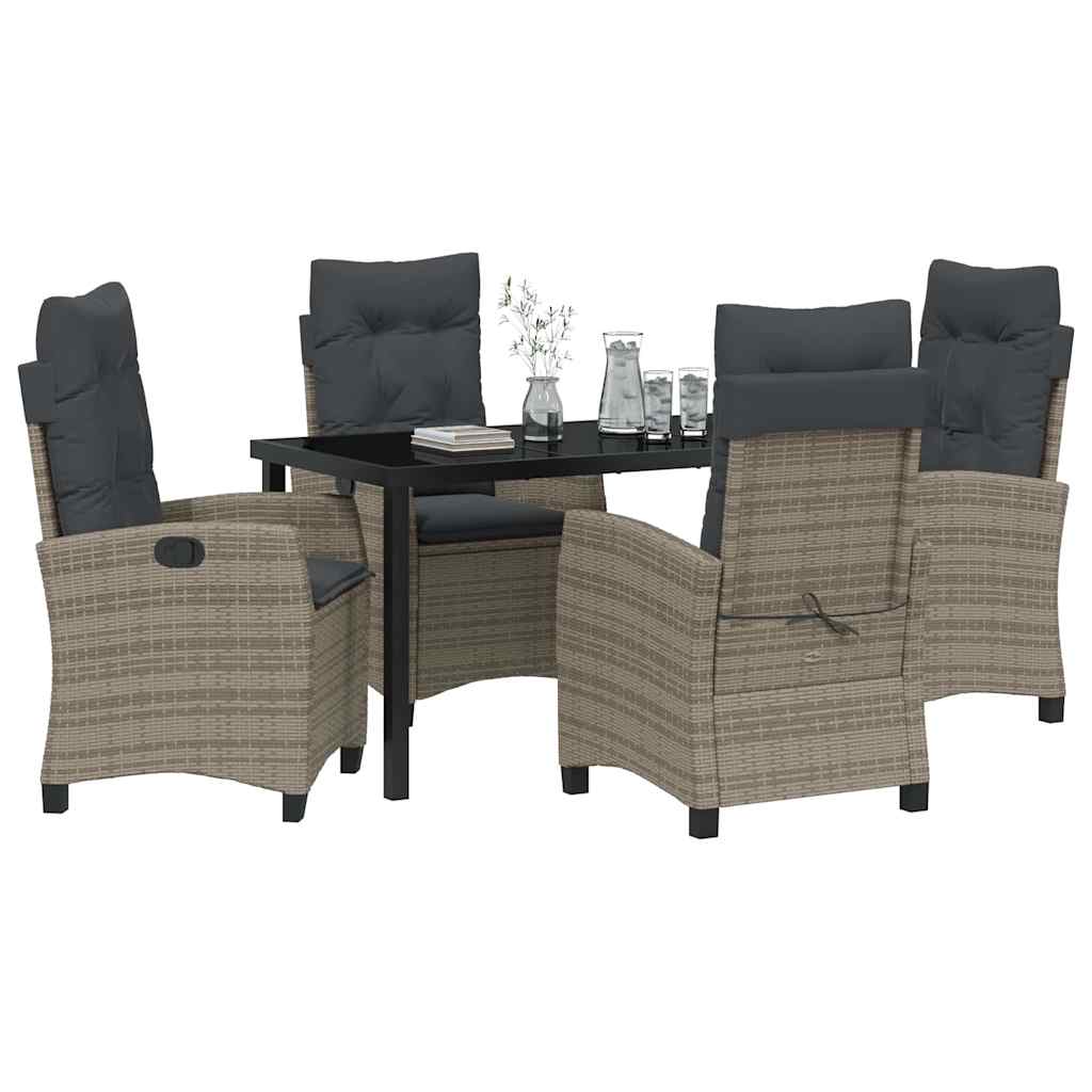 Garten Essgruppe 5 pcs Grau Poly-Rattan