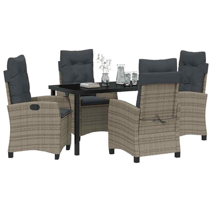 Garten Essgruppe 5 pcs Grau Poly-Rattan