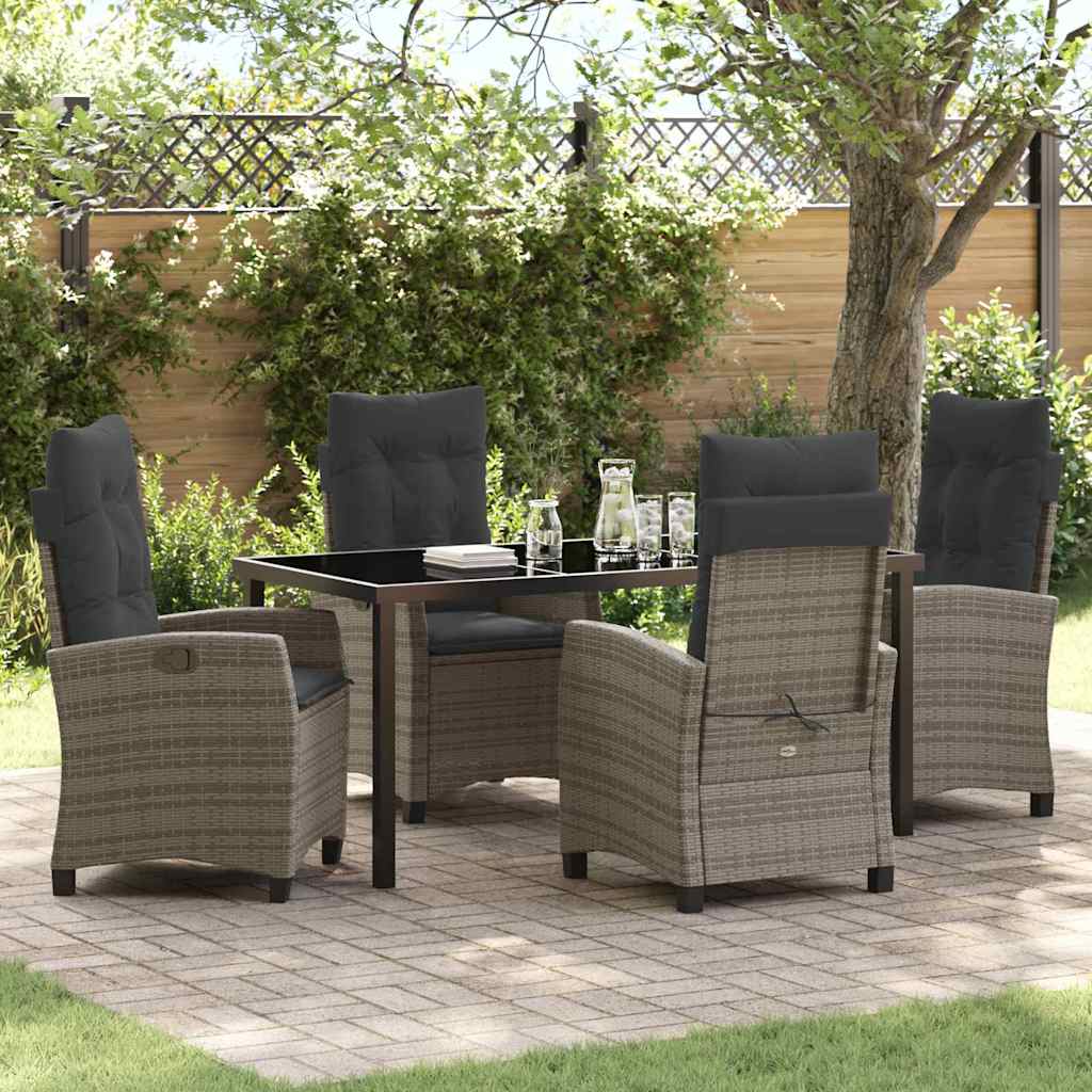 Garten Essgruppe 5 pcs Grau Poly-Rattan
