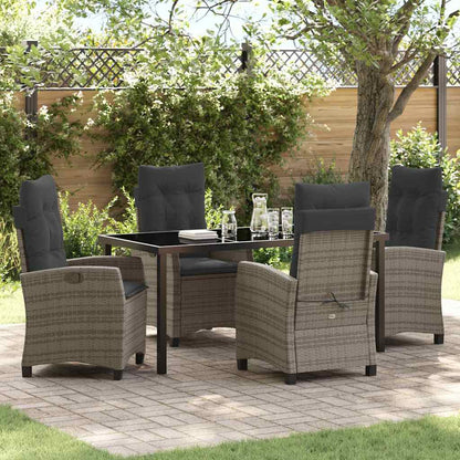 Garten Essgruppe 5 pcs Grau Poly-Rattan
