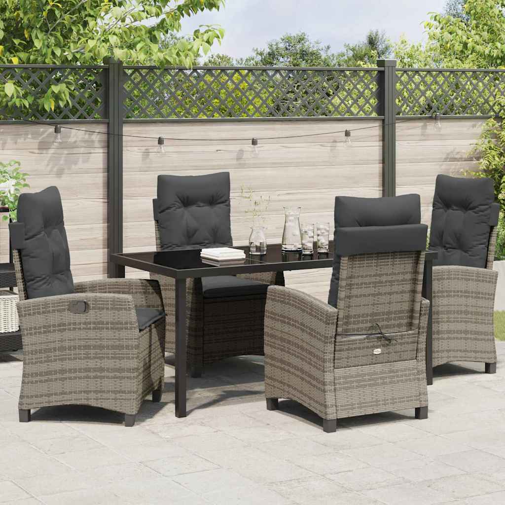 Garten Essgruppe 5 pcs Grau Poly-Rattan